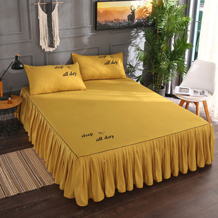 纯棉床罩床裙式单件床笠防滑床单1.5/1H.8m全棉床套床垫防尘