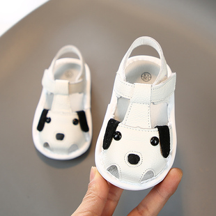 夏季真皮宝宝凉鞋男童透气1-3一0岁女婴儿鞋子，软底学步鞋包头防滑