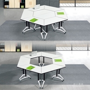 简约办公培训桌多功能，拼接组合会议桌长条多边桌学生课桌滑轮移动