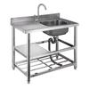 不锈钢水槽带平台厨房洗菜盆单槽加厚台面一体柜洗菜池家用洗碗槽
