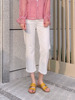 韩minibrand夏季宽松显瘦白色高腰9分直筒阔腿牛仔裤，女潮薄款