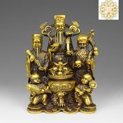 纯铜福禄寿三星聚宝盆摆件财神爷佛像家用装饰工艺品中式