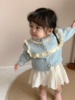韩版婴儿毛衣套装秋季女童针织，毛线女宝宝，甜美蓝色一周岁开衫外套