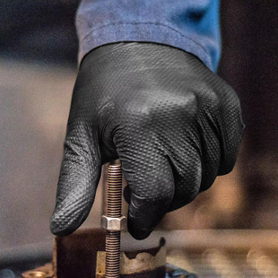 工业级钻石纹丁腈手套加厚汽车机械维修防水防油污耐穿戴结实耐用
