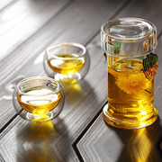 泡红茶专用茶具过滤耐热玻璃，泡茶壶喝红茶杯，透明家用双耳杯冲茶器