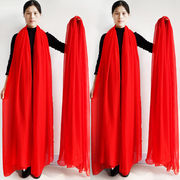 3米超大红色丝巾秋冬季长，围巾女纯色，跳舞纱巾春夏披肩防晒沙滩巾