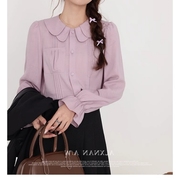 《紫罗兰的糖》秋季娃娃领时尚气质衬衣女式长袖衬衫