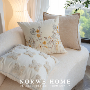 刺绣抱枕花朵田园风客厅沙发靠枕组合枕套枕芯可拆洗卧室床头靠垫