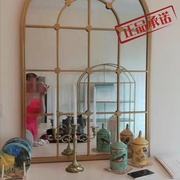 ㊣地中海铁艺挂饰壁饰镜假窗镜圆弧窗户壁景客厅装饰墙面壁挂镜子