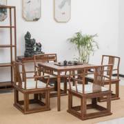 老榆木方桌餐桌椅组合新中式茶桌椅组合全实木家具四方桌八仙桌