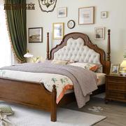 宜宝易森美式实木床法式复古床主卧大床双人床，婚床真皮床储物床