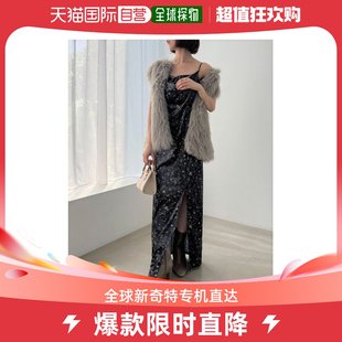 日本直邮SNIDEL 女士小花图案绒面吊带连衣裙 光泽质感 显瘦设计
