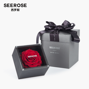 SEEROSE西罗斯进口巨型永生保鲜玫瑰花木质礼盒送情人节纪念礼物