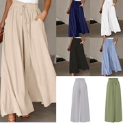 欧美阔腿长裤松紧腰高腰长款裙裤夏 long skirt pants for women