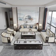 s@新中式实木沙发组合现代中式客厅别墅禅意大小户型轻奢白蜡木家
