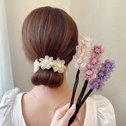 韩式花朵盘发器简约气质，丸子头懒人发饰，女森系网红头绳发饰