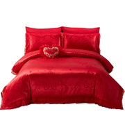 杰元家纺新婚中式婚庆提花四件套大红结婚床上用品1.5m1.8m床双人