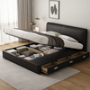 意式轻奢极简超薄床头真皮，床现代简约小户型齐边箱体，储物主卧大床
