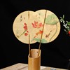 古典手工竹丝印花扇团扇，中国风二十四节气复古圆形，女士汉服舞蹈扇