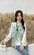 新中式国风蓝色马甲，两件套女装今年流行时尚轻熟风短款上衣