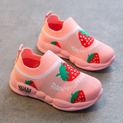 女童鞋子2021春秋儿童运动鞋，女孩防滑飞织透气网面男童宝宝袜子鞋