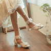 女童单鞋洛丽塔公主鞋子中学生演出小皮鞋lolita白色小女孩高跟鞋