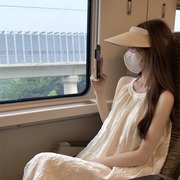 甜美雪纺挂脖连衣裙仙女夏季海边度假裙子，气质高级感露肩无袖长裙