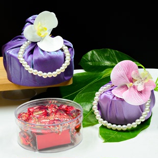 风吕敷喜糖盒透明圆形结婚糖果伴手礼盒可放烟喜糖盒子高级感小众