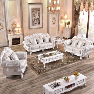 .欧式布艺沙发组合小户型客厅沙发实木双人三人位沙发客厅家