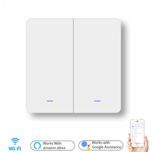 手机wifi控制智能家居白色86型二路按键式 智能墙壁开关