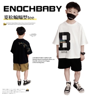 ENOCHBABY23年夏季日系儿童纯棉蝙蝠短袖T恤男童字母半袖上衣