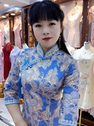 中式唐装女中国风改良时尚汉服妈妈秋款刺绣复古盘扣长袖旗袍上衣