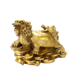 纯铜龙龟摆件八卦龟金钱，母子龟办公室，装饰品如意元宝龙龟