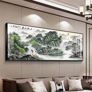 新中式客厅装饰画迎客松沙发，背景墙壁挂画大气，单幅办公室山水墙画