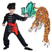 话剧课本剧武松打虎演出服，童儿表演服装老虎，小二猎人衣服道具戏服