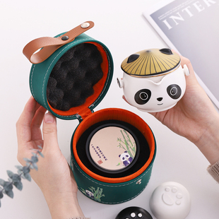 熊猫旅行茶具套装户外便携式快客杯一壶二杯茶具礼盒功夫泡茶壶