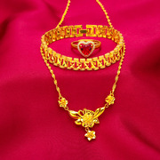 越南沙金套装链子necklace项链花朵链子，婚庆首饰