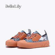 BellaLily春季增高透气帆布鞋女牛仔布板鞋潮酷休闲鞋子
