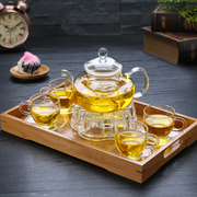 耐热玻璃茶具花茶壶家用泡茶杯子煮下午茶水果茶壶套装可蜡烛加热