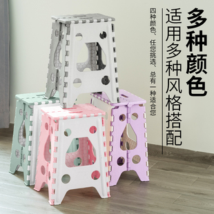 加厚塑料折叠凳家用餐桌椅户外便携式马扎高板凳(高板凳)成人可折叠椅子