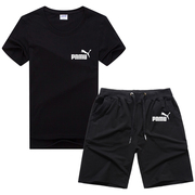 夏季纯棉短袖男T恤套装五分裤圆领运动衣宽松半袖短裤两件套