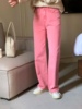 韩国东大门女装糖果色高腰直筒牛仔长裤宽松随意显瘦显高粉色