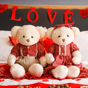 浪漫结婚压床娃娃婚礼情侣泰迪熊高档婚庆一对泰迪熊新婚礼物