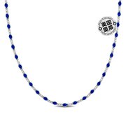 925纯银mimi&max蓝色，珐琅珠项链-18英寸-蓝色美国奥