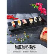 密胺仿瓷黑色盘子火锅店肉盘烧烤专用烤肉凉菜盘长方形塑料碟商用