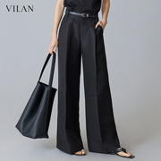 vilan慧兰西裤女职业，正装工作服气质裤子黑色，窄版直筒裤高级感