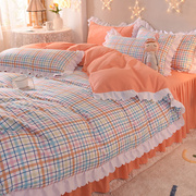 公主风粉色床品床上用天四件套夏季冰被春夏款夏品床W单丝套三件