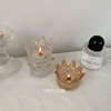 法式复古玻璃烛台装饰品蜡烛桌面摆件水晶家用烟灰缸饰品收纳