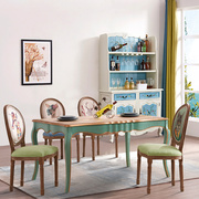 美式餐桌椅组合 小户型吃饭桌子家用4人地中海长方形实木餐桌饭桌