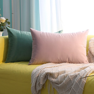 长方形纯色抱枕脏粉色靠垫沙发灰色，天鹅绒靠背床头莫兰迪色靠枕套